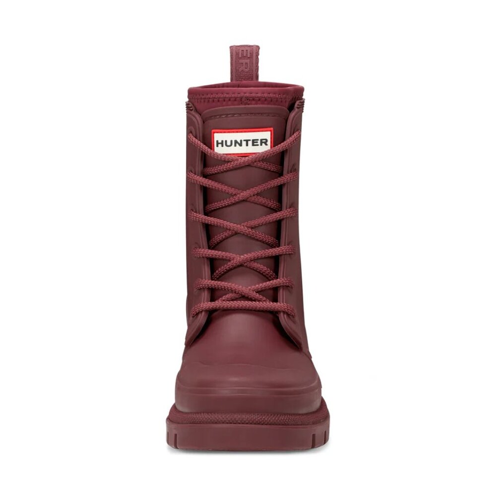Hunter Women's Diana Waterproof Lace-Up Rain Boots in Dark Red - Picture 8 of 10